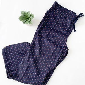 Loft Navy Dotted Fluid Drawstring Pants- Size 6